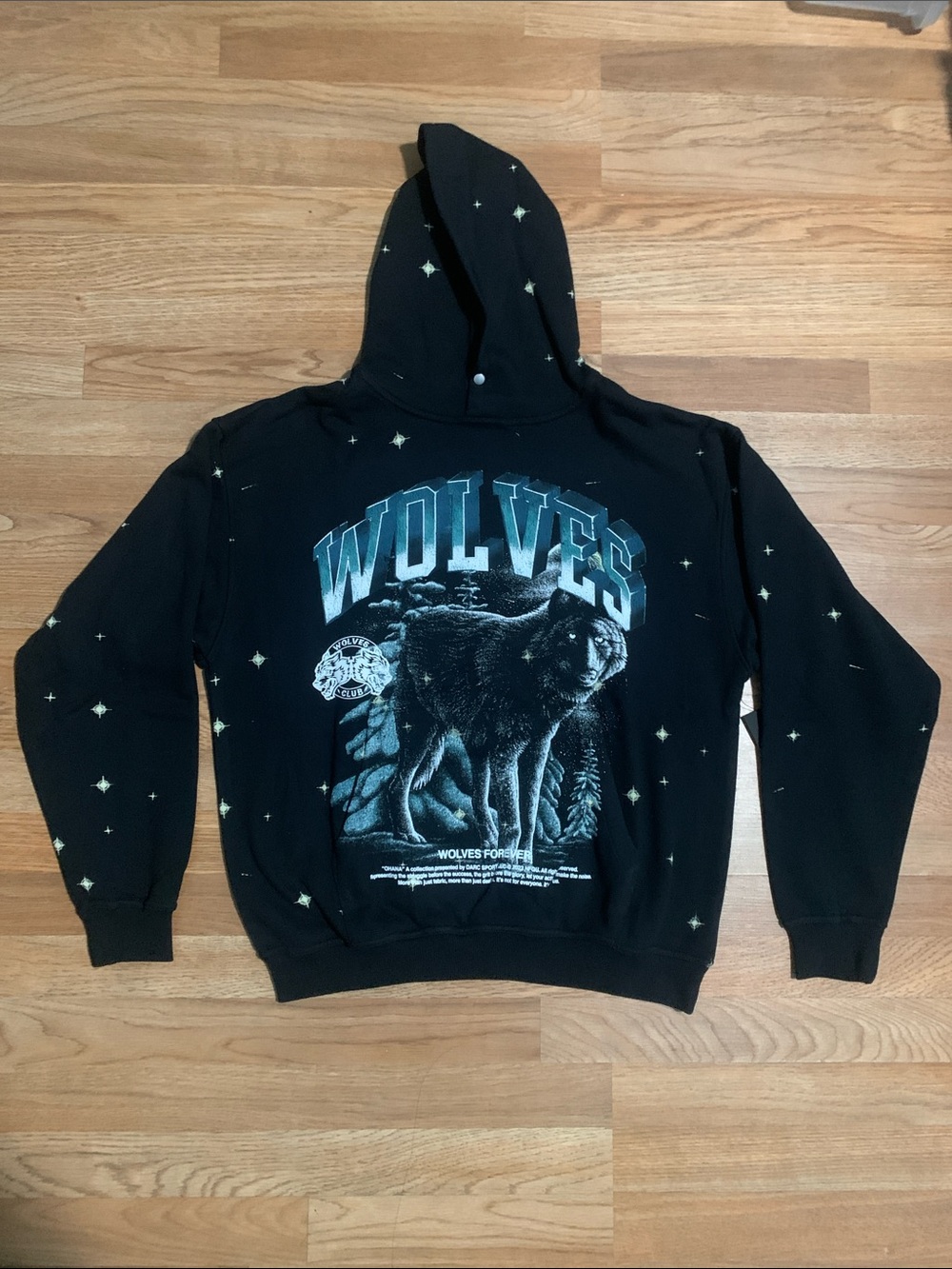 Darc Sport Black Wolves Graphic Hoodie with Teal Accents